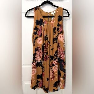 UMGEE Women’s Sleeveless Floral Dress Mustard Color Size M NWT Flowy